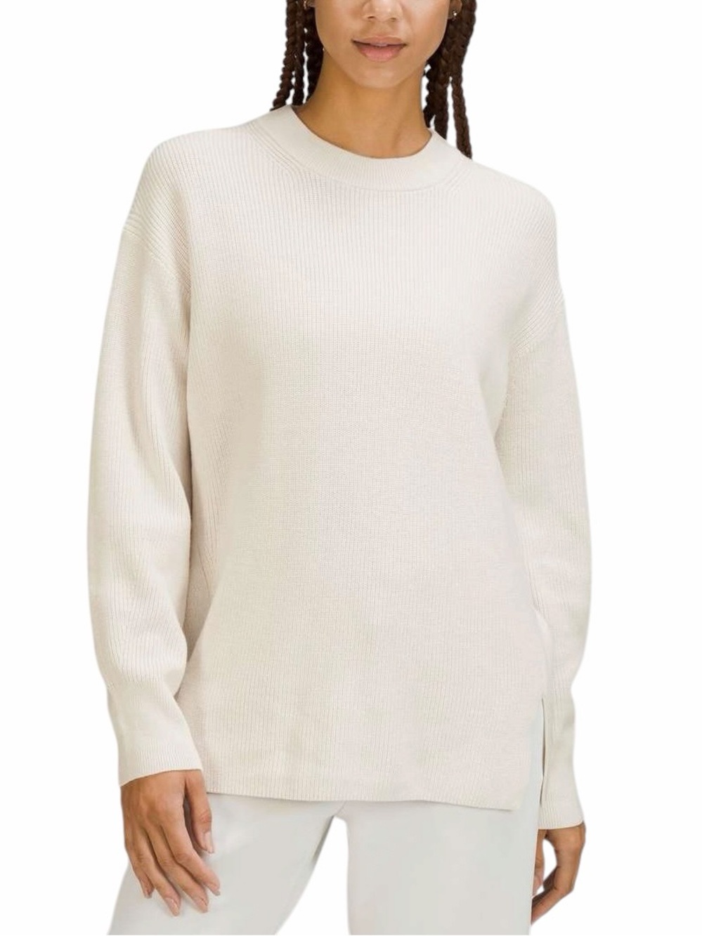 Lululemon Merino Wool-Blend Ribbed Crewneck Sweater White Opal Sz XL / 12